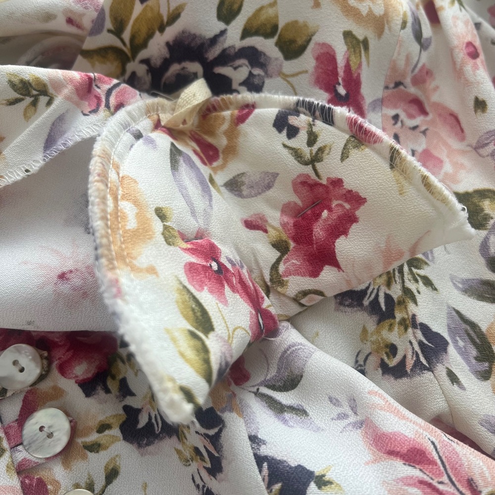 Vintage Decked Out Floral Midi Dress Cottagecore Button Front Women's Size 7/8 - Picture 8 of 9